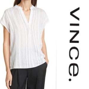 NWT Vince Popover V-Neck Striped Top
